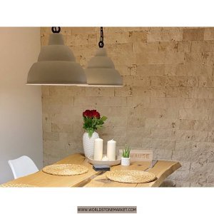 Travertine Beige Light Select split-grain facing bricks linear meter x 10 x 2.1 cm